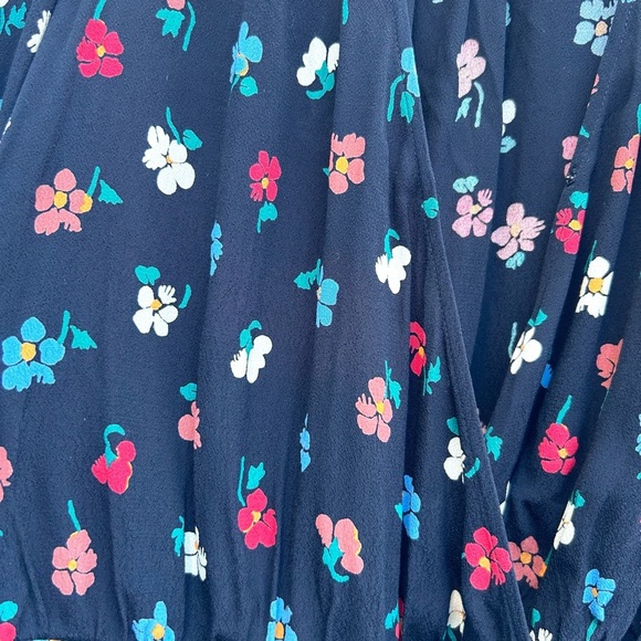 Madewell floral wrap shirt XXS black multi colorful cropped top party classic - Picture 10 of 13